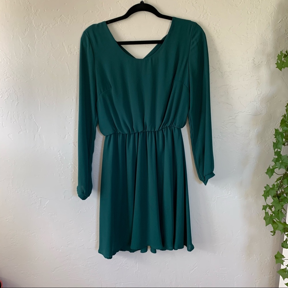 Francescas Lush Emerald Green long sleeve dress